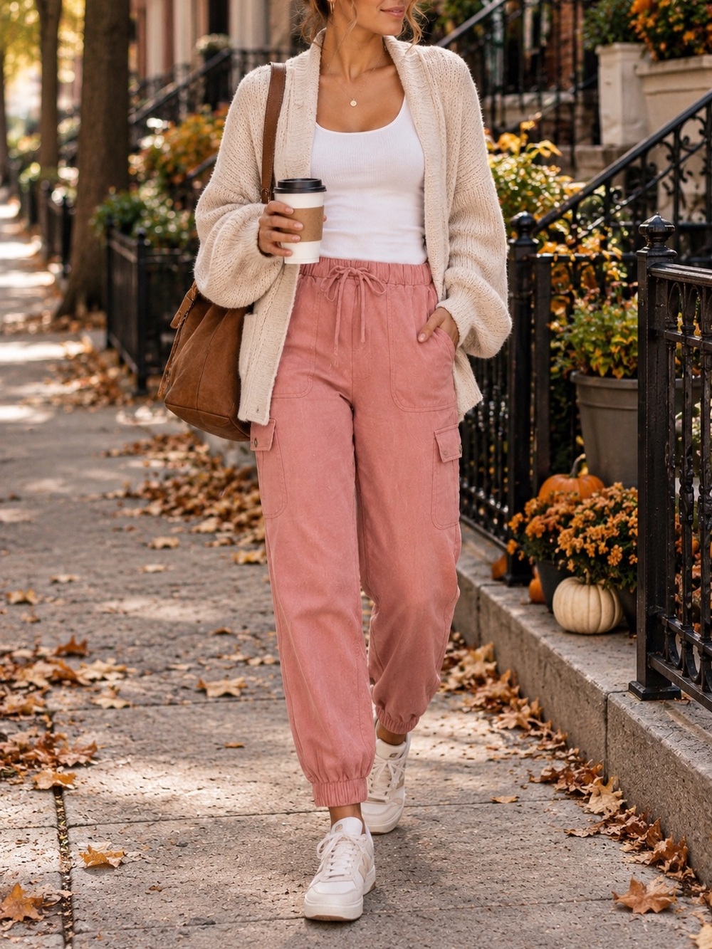 Nicole Miller Pink Cargo Jogger Pants